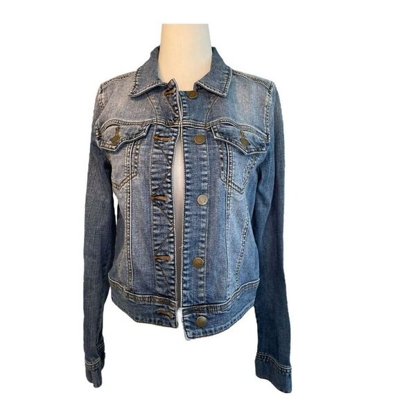 BP Nordstrom Cropped Jean Jacket Blue Medium Wash Denim Short Button Front S - Picture 1 of 5